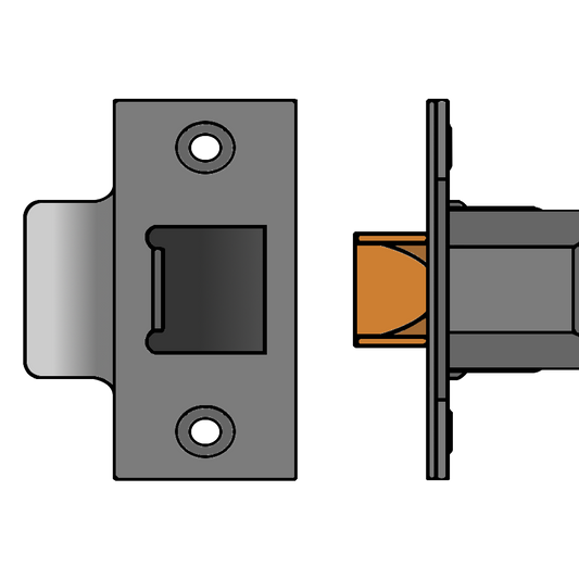 UNION HD26 Dual Finish Heavy Duty Tubular Latch 82mm Long With Square Forend - Polished Brass & Stainless Steel