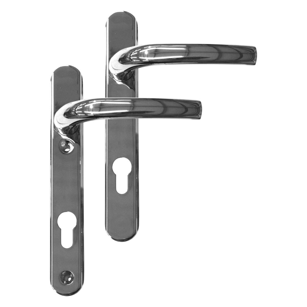 Greenteq Alpha 92 Lever/Lever UPVC Furniture - 220mm Backplate Polished - Chrome Plated