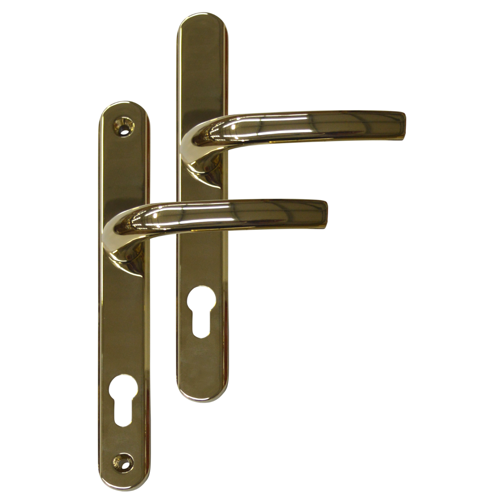 Greenteq Alpha 92 Lever/Lever UPVC Furniture - 250mm Backplate Gold