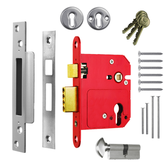 ERA 334 Fortress BS Euro Keyless Egress Key & Turn Sashlock With Cylinder 76mm Keyed to Differ - Polished Chrome