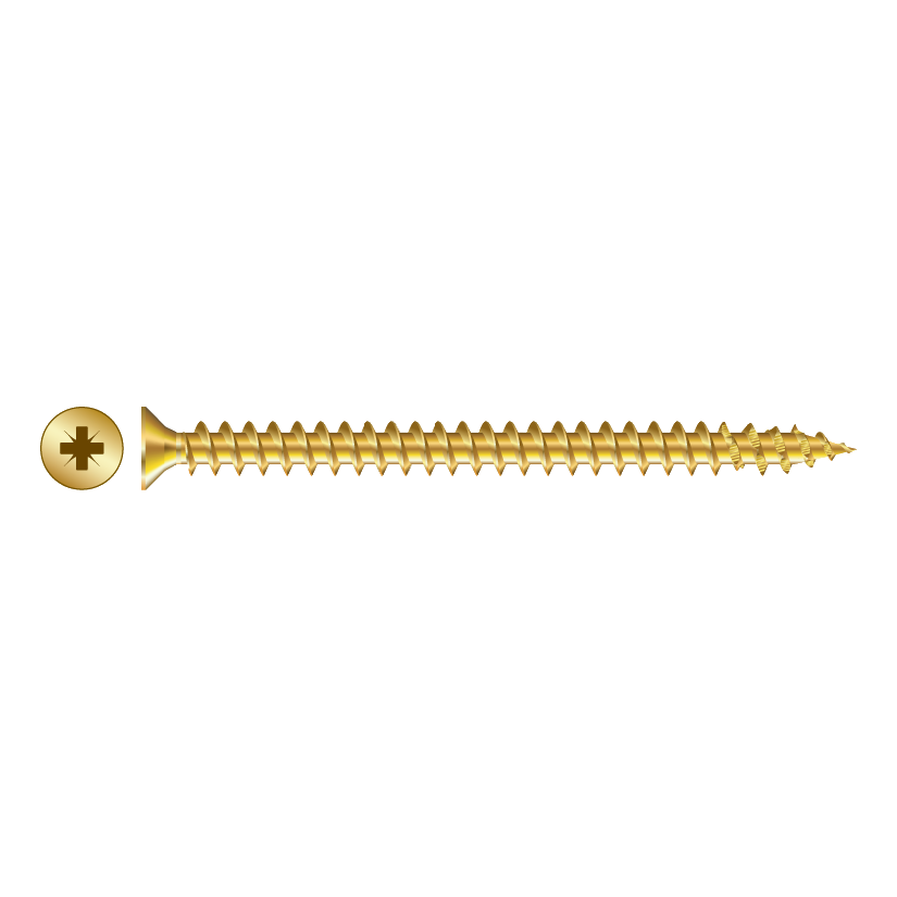 RAPIERSTAR Sharp Point Wood Screw - Countersunk 4.0mm x 40mm YP Qty 200 - Yellow Passivate