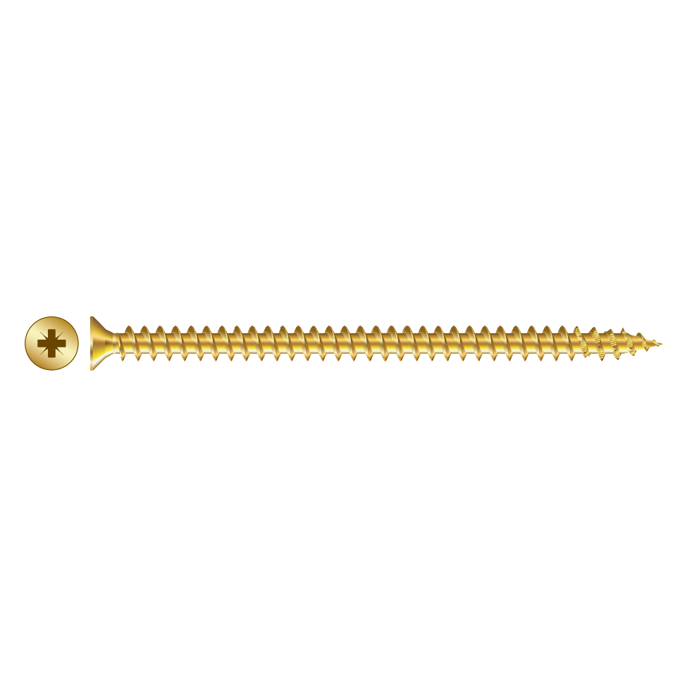 RAPIERSTAR Sharp Point Wood Screw - Countersunk 4.0mm x 50mm YP Qty 200 - Yellow Passivate