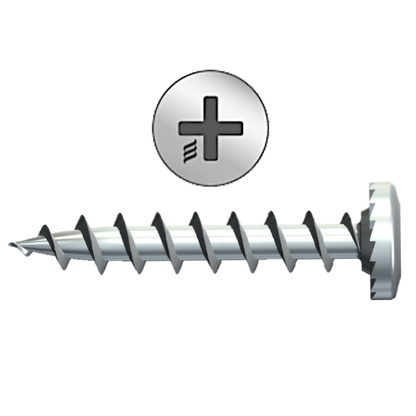 RAPIERSTAR Sharp Point Screws With Shallow Pan Head For Non-Reinforced UPVC 4.8mm x 25mm Qty 1000 - Zinc Plated