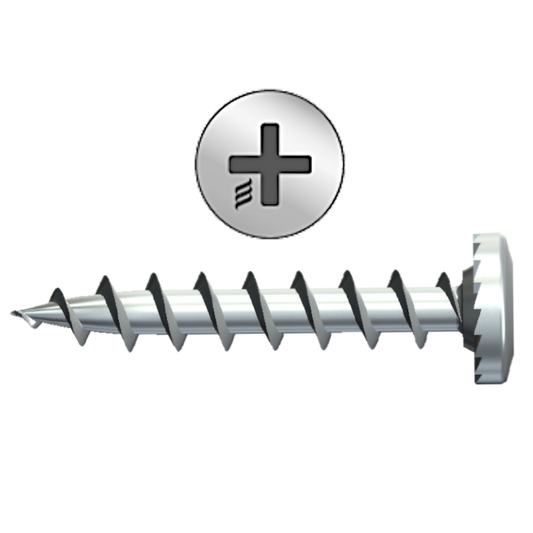 RAPIERSTAR Sharp Point Screws With Shallow Pan Head For Non-Reinforced UPVC 4.8mm x 25mm Qty 1000 - Zinc Plated