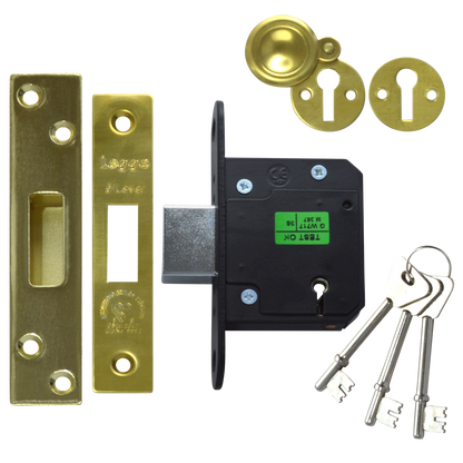 LEGGE N5641 & N5761 5 Lever Deadlock 64mm Keyed To Differ - Polished Brass