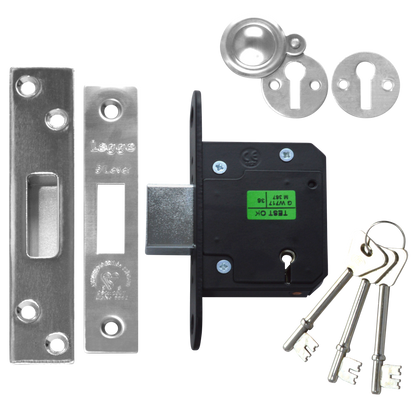 LEGGE N5641 & N5761 5 Lever Deadlock 64mm Keyed To Differ - Stainless Steel