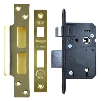 LEGGE N5642 & N5762 BS 5 Lever Sashlock 68mm Keyed To Differ - Polished Brass