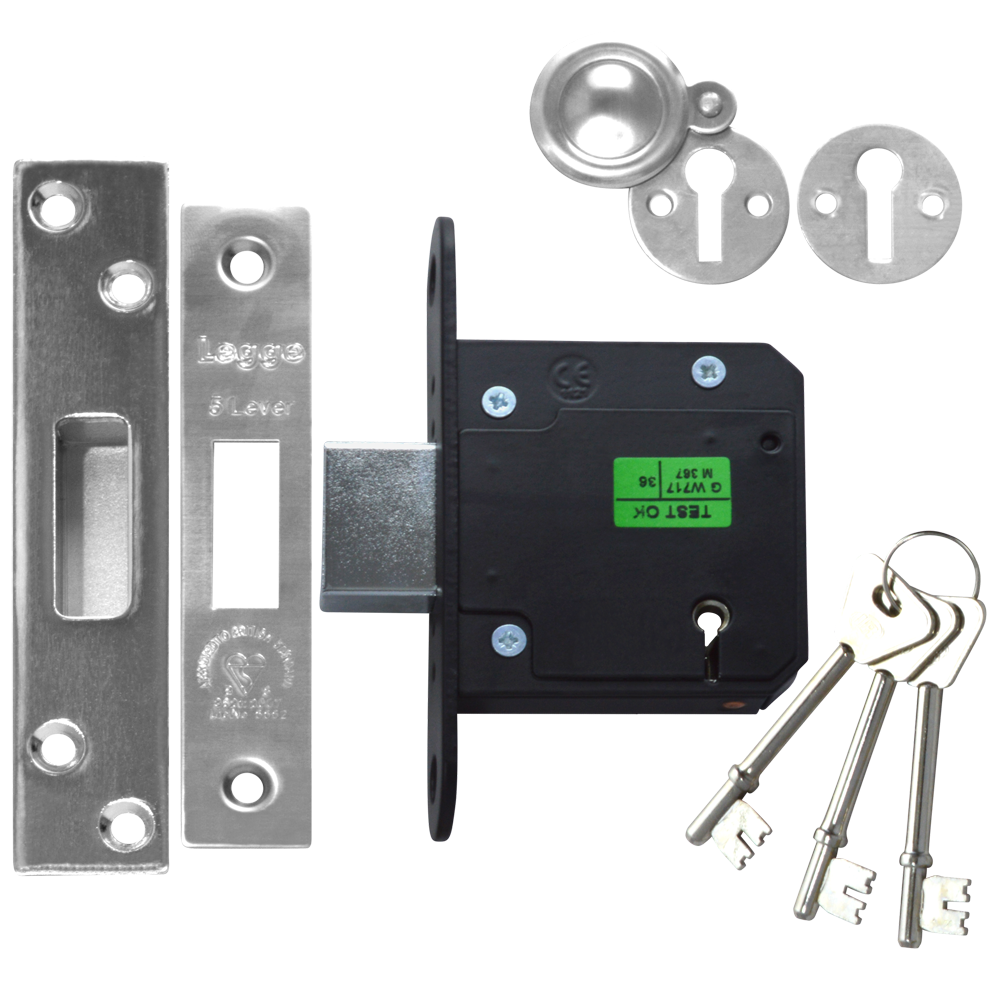 LEGGE N5641 & N5761 5 Lever Deadlock 76mm Keyed To Differ - Stainless Steel