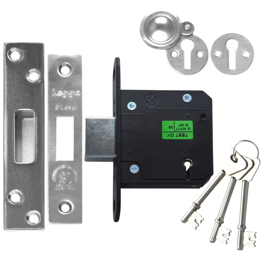 LEGGE N5641 & N5761 5 Lever Deadlock 76mm Keyed To Differ - Stainless Steel