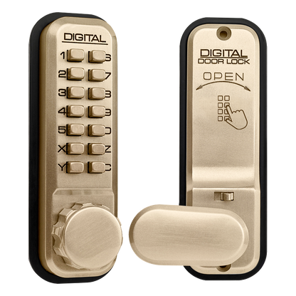 LOCKEY 2435 Series Digital Lock With Holdback Polished Brass