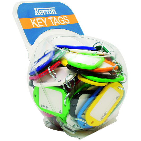 KEVRON ID10 Jumbo Key Tags Counter Tub 60pcs Assorted Colours x 60 - Assorted Colours