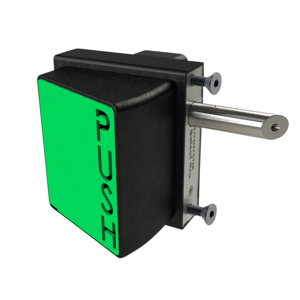 GATEMASTER SBQEDGL Bolt On Digital Exit Pushpad Right Handed SBQEDGLR01 10mm 30mm - Black & Green