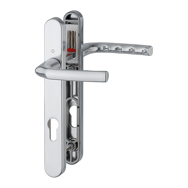 HOPPE Birmingham 92mm UPVC Lever Door Furniture 122mm Screw Centers 1117/3811N 92mm Centres - Satin Polished Chrome