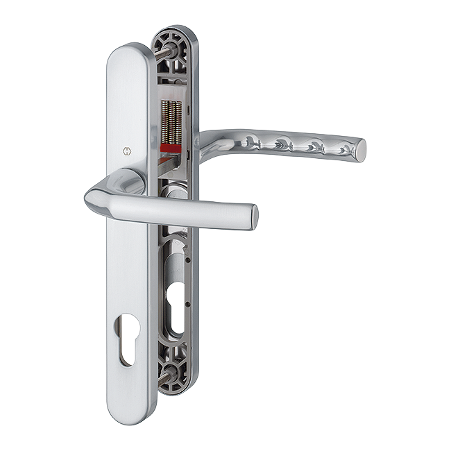 HOPPE Birmingham 92mm UPVC Lever Door Furniture 215mm Screw Centers 1117/3810N 92mm Centres - Satin Polished Chrome