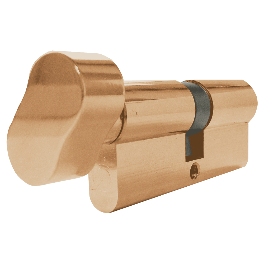 GreenteQ Gamma Euro Key & Turn Cylinder 70mm 35/T35 30/10/T30 Keyed To Differ - Polished Brass