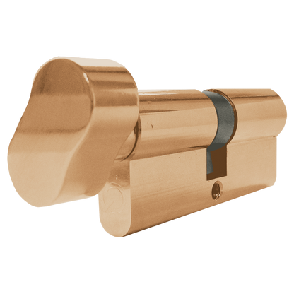 GreenteQ Gamma Euro Key & Turn Cylinder 70mm 35/T35 30/10/T30 Keyed To Differ - Polished Brass