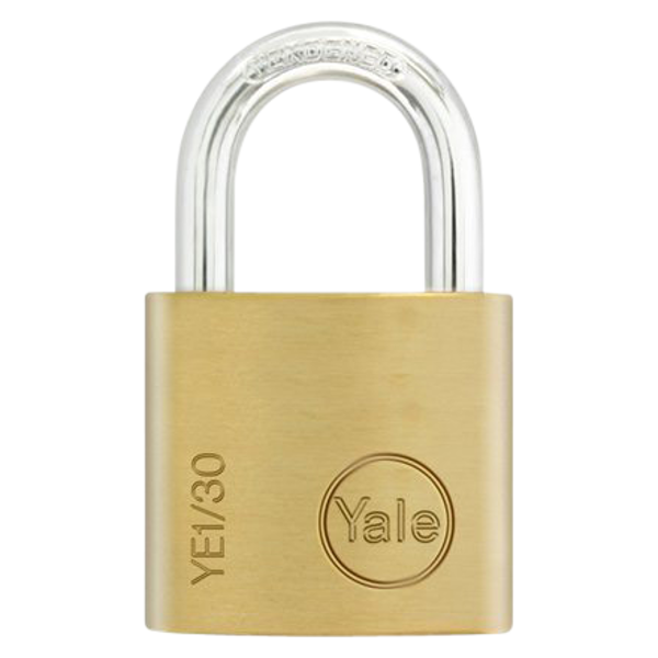 YALE Essential Standard Open Shackle Padlock 30mm Keyed To Differ YE1/30/115/1 Single - Brass