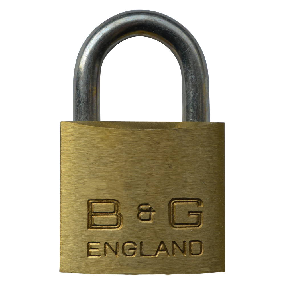 B&G Warded Brass Open Shackle Padlock - Steel Shackle 38mm Keyed To Differ D102 - Brass