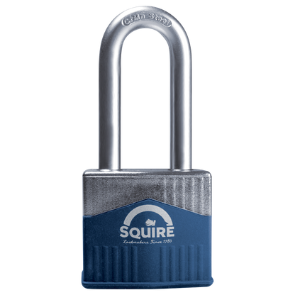 SQUIRE Warrior Long Shackle Padlock Key Locking 55mm - Blue & Silver