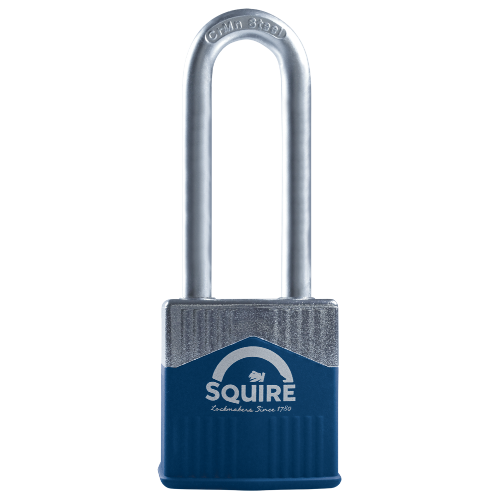 SQUIRE Warrior Long Shackle Padlock Key Locking 45mm - Blue & Silver