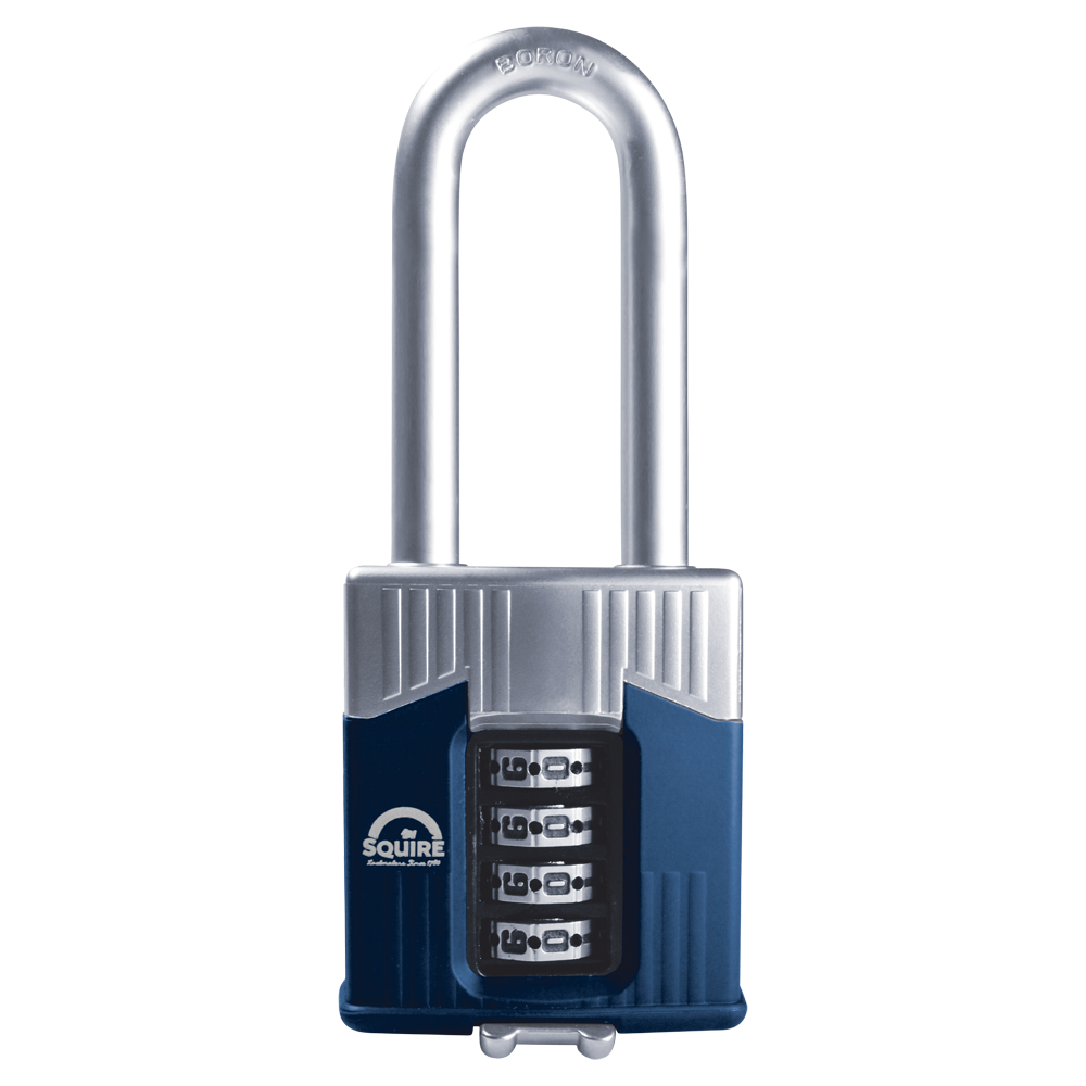 SQUIRE Warrior Long Shackle Combination Padlock 55mm - Blue & Silver