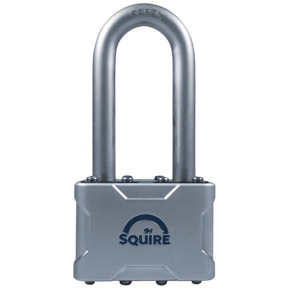 SQUIRE Vulcan Long Boron Shackle Padlock Key Locking 50mm - Blue & Silver