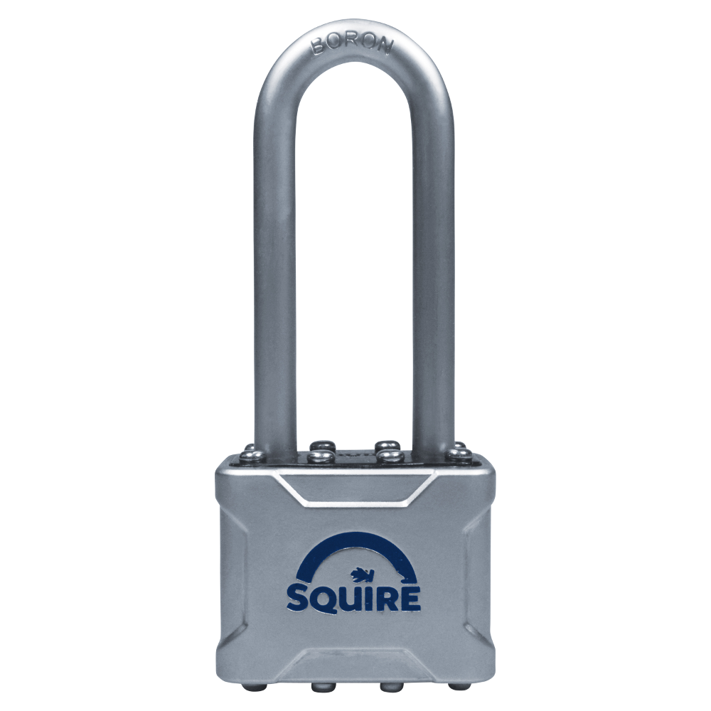 SQUIRE Vulcan Long Boron Shackle Padlock Key Locking 40mm Discontinued mnf - Blue & Silver