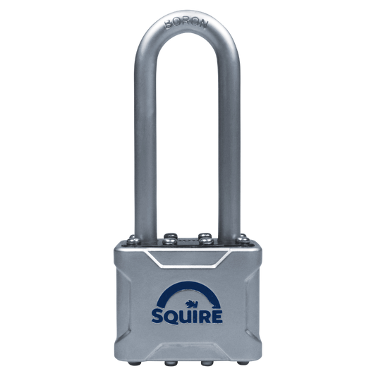 SQUIRE Vulcan Long Boron Shackle Padlock Key Locking 40mm Discontinued mnf - Blue & Silver