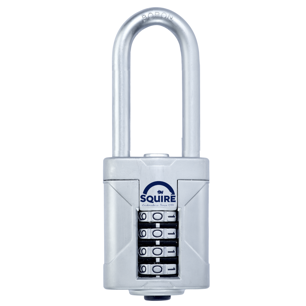 SQUIRE Vulcan Long Boron Shackle Combination Padlock 50mm - Satin Silver