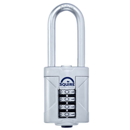 SQUIRE Vulcan Long Boron Shackle Combination Padlock 50mm - Satin Silver