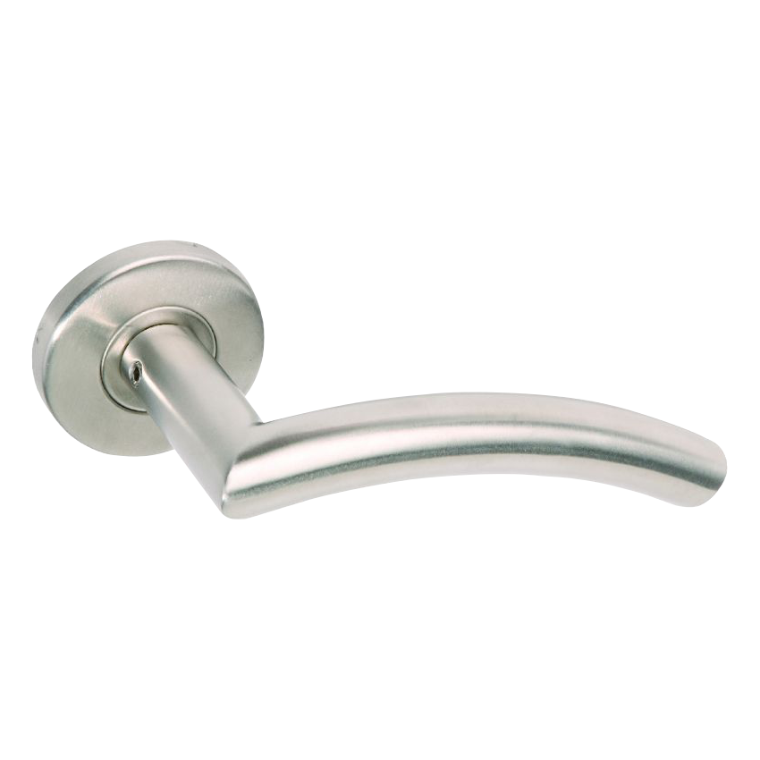 BRITON Curved Mitred Lever on Rose with Round Bar Curved Mitred 4205.19.SS - Satin Stainless Steel