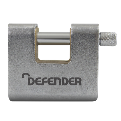 DEFENDER Armoured Warehouse Sliding Shackle Lock 80mm Keyed To Differ - Brushed Silver