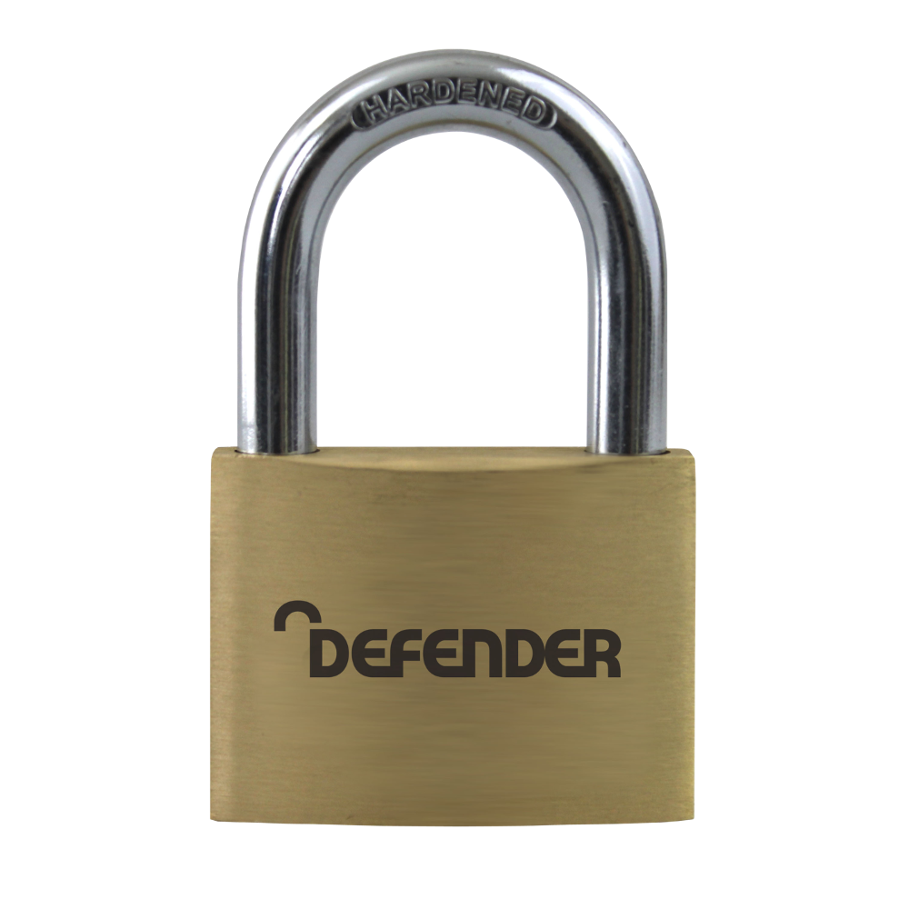 DEFENDER Brass Open Shackle Padlock 40mm Keyed To Differ - Steel