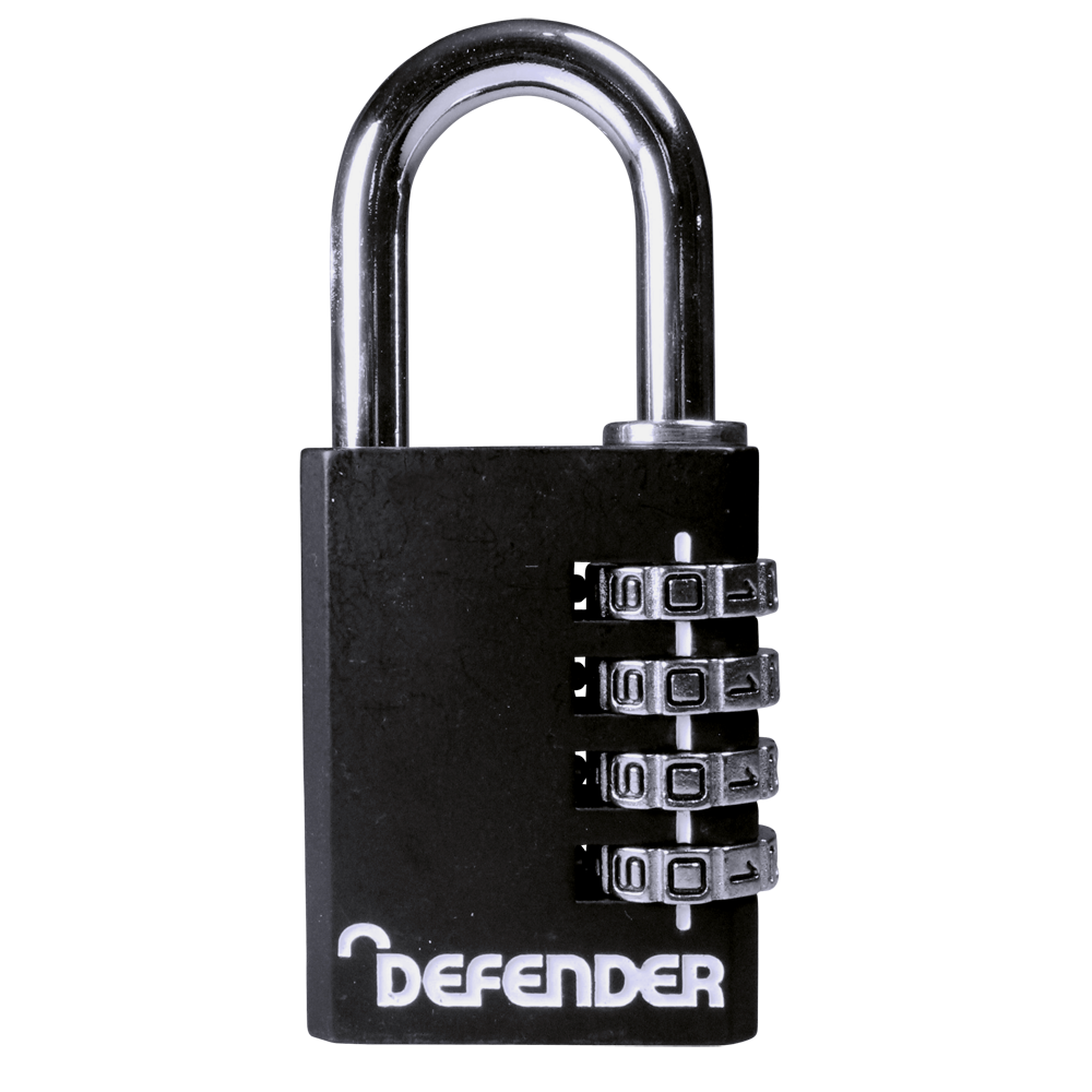 DEFENDER Black Diecast Combination Padlock 40mm - Black