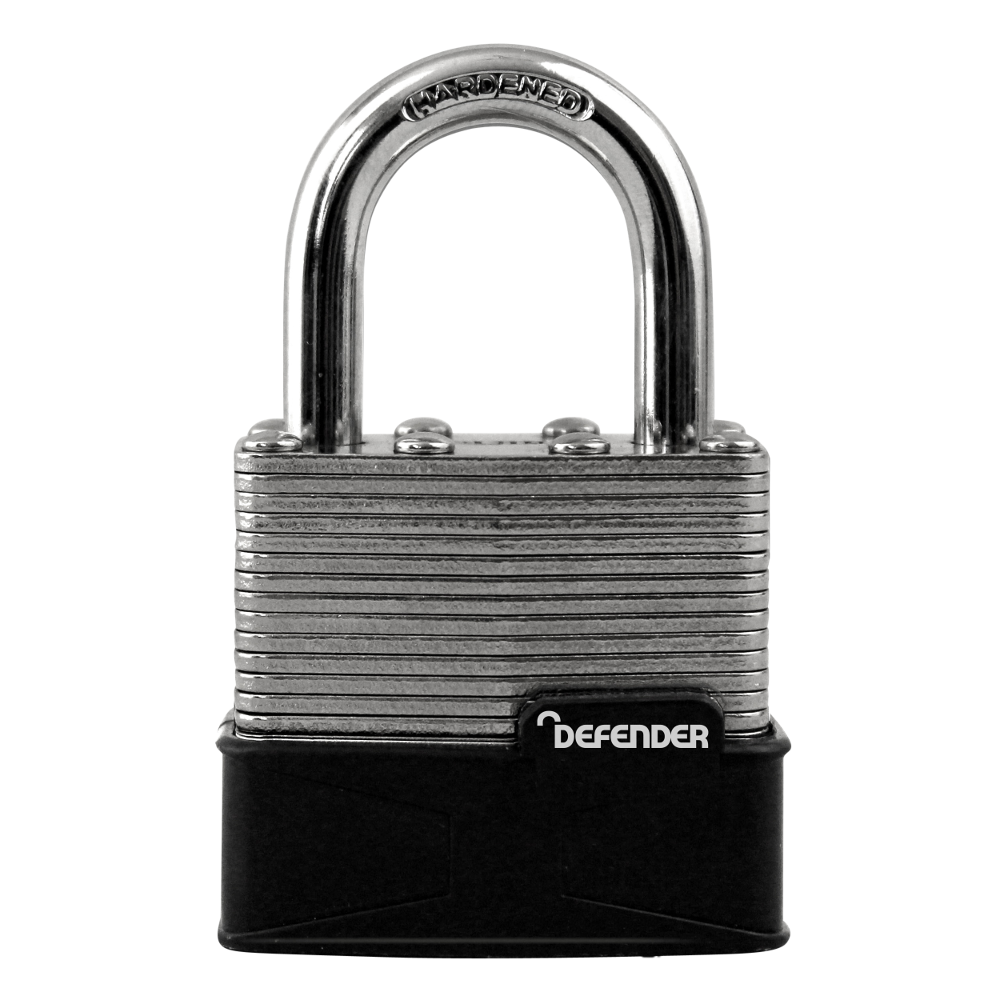 DEFENDER Laminated Padlock 40mm - Black & Silver