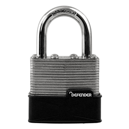 DEFENDER Laminated Padlock 40mm - Black & Silver