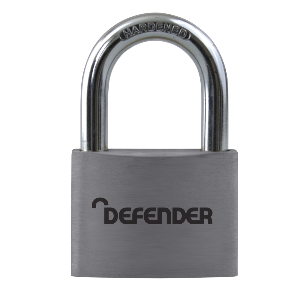 DEFENDER Aluminium Open Shackle Padlock 40mm Keyed To Differ - Silver