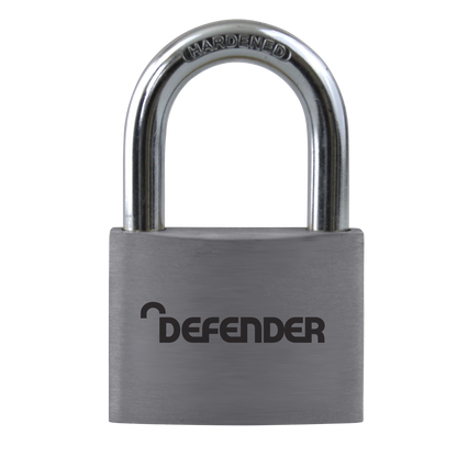 DEFENDER Aluminium Open Shackle Padlock 40mm Keyed To Differ - Silver