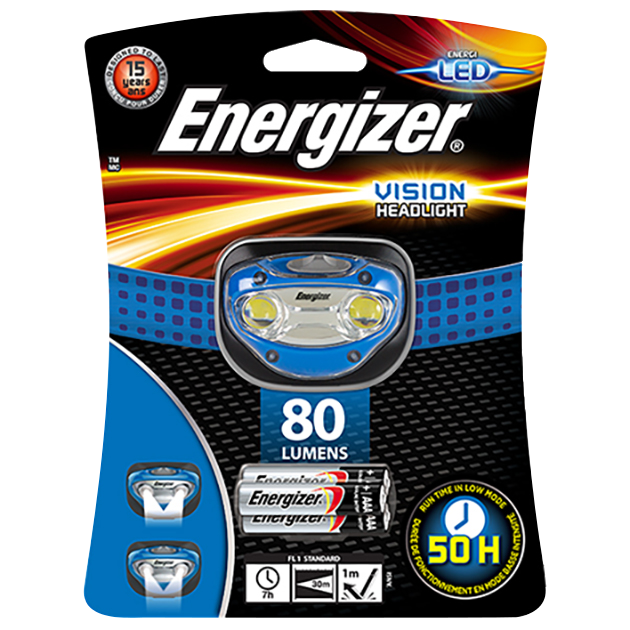 ENERGIZER Vision HD Headlight 80 Lumens 80 Lumens - Black & Blue