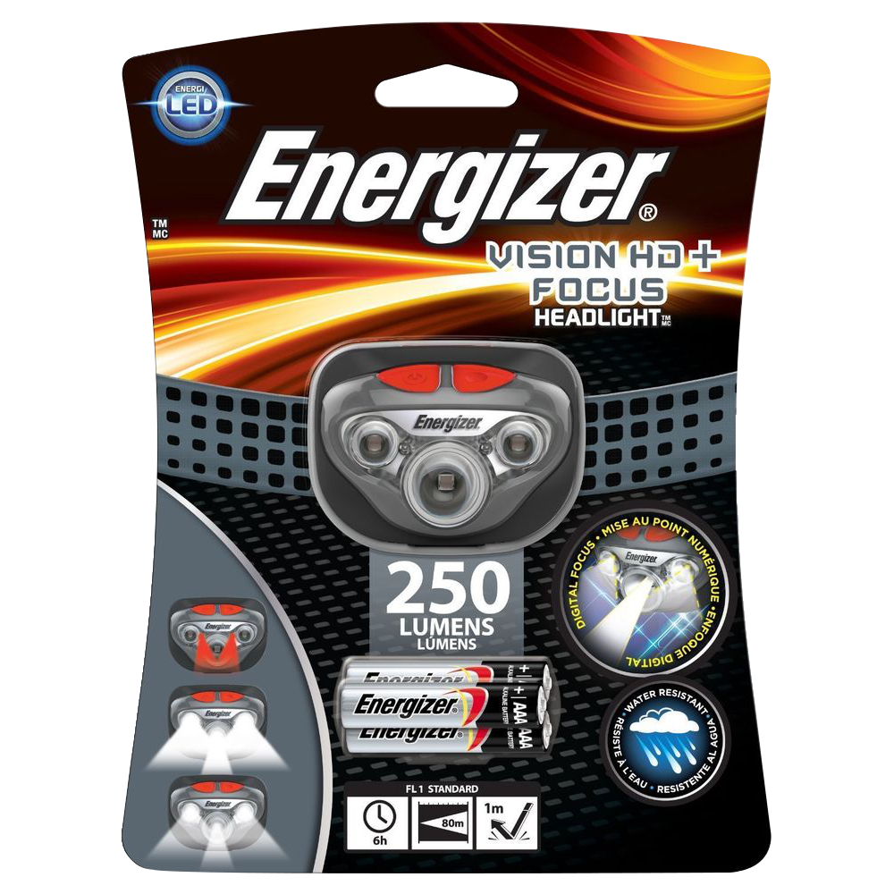 ENERGIZER Vision HD Headlight 250 Lumens 315 Lumens - Black & Grey