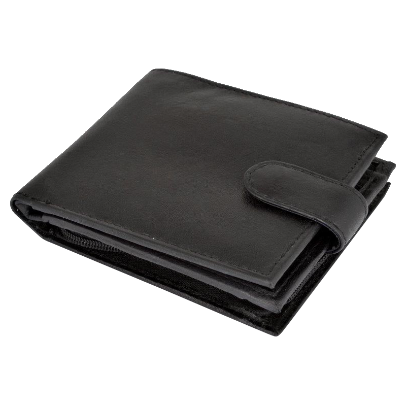 BEE-SECURE Black Leather Bifold RFID Wallet With Coin Purse With Coin Purse - Black