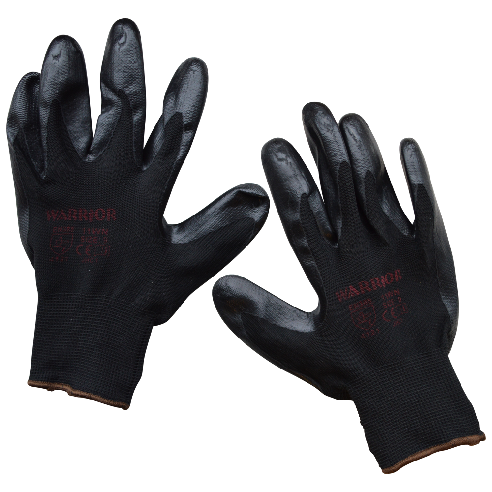 WARRIOR Dipped PVC Gloves Large - Black