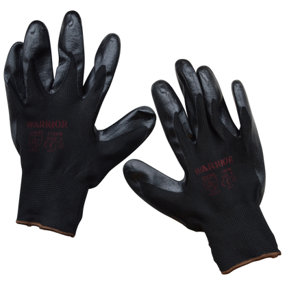 WARRIOR Dipped PVC Gloves Large - Black