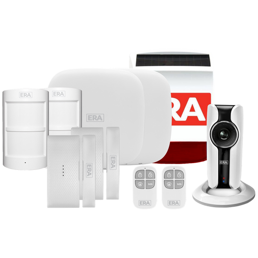 ERA HomeGuard Alarm Kit 2 1 Hub, 2 PIR, 2 Contact, 2 Remote, Siren, IP Cam