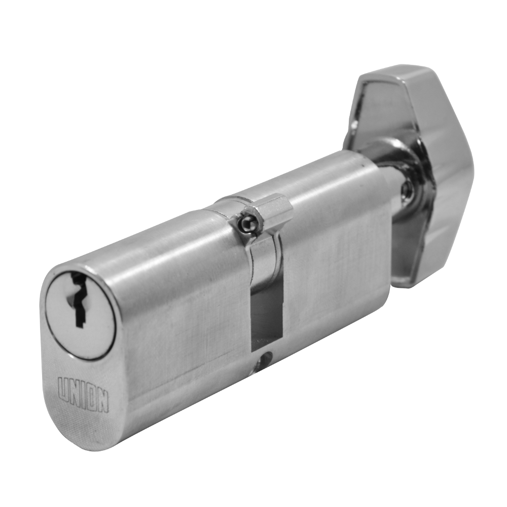 UNION 2X13 Oval Key & Turn Cylinder 74mm 37/T37 32/10/T32 Keyed Alike WVL482 - Satin Chrome