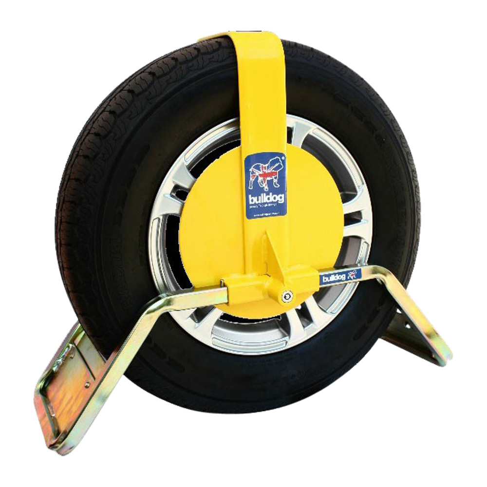 BULLDOG QD Series Wheel Clamp To Suit Caravans & Trailers QD11 Suits Tyres 155mm Width 304mm Rim Diameter - Yellow