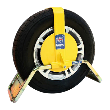 BULLDOG QD Series Wheel Clamp To Suit Caravans & Trailers QD33 Tyres 145 to 155mm Width 330 to 355mm Rim Dia - Yellow