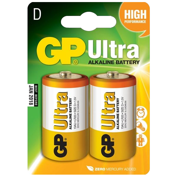 GP D Size Ultra Alkaline Battery D Size Pack of 2