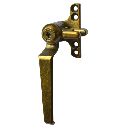 STEEL WINDOW FITTINGS B195 Key Locking Window Handle Left Handed - Antique Brass