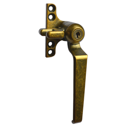 STEEL WINDOW FITTINGS B195 Key Locking Window Handle Right Handed - Antique Brass